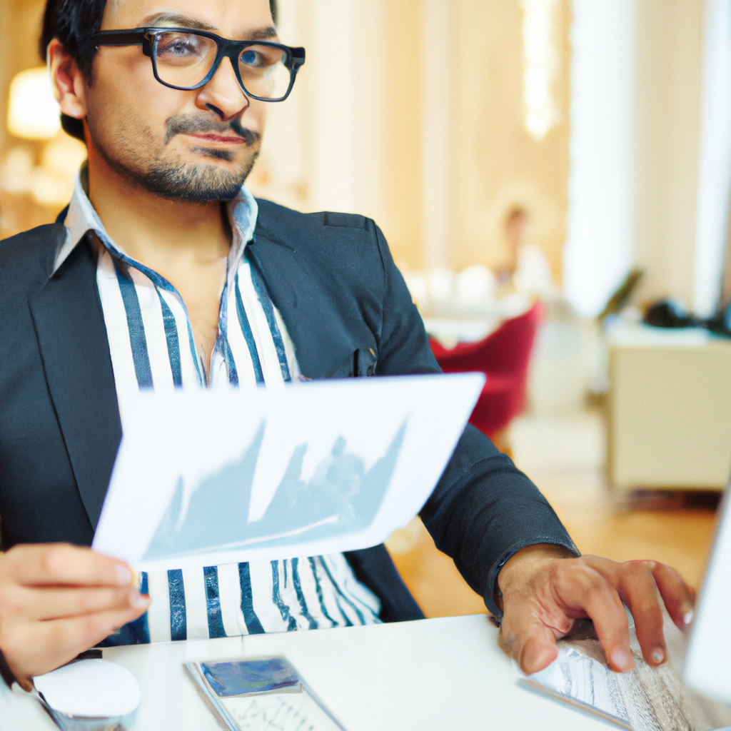 Entrepreneur analysant des données financières sur ordinateur portable